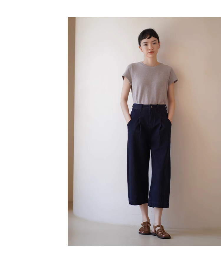 粉末交織肌理感特殊工藝圓領正肩短袖T恤顯白棉感上衣女