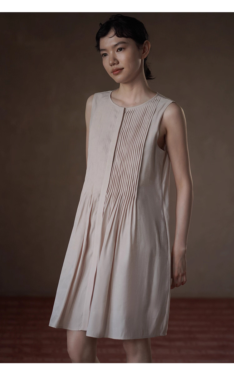 瓔珞粉紅少女重工塔克線洋裝飄逸寬鬆顯瘦小個子