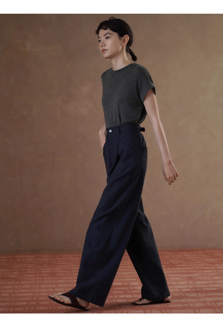 都會通勤女小眾設計長褲顯瘦高腰雙分割寬鬆紗卡寬腿褲,都會通勤女小眾設計長褲顯瘦高腰雙分割寬鬆紗卡寬腿褲,HBES3097,都會通勤女小眾設計長褲顯瘦高腰雙分割寬鬆紗卡寬腿褲,高腰壓摺,天絲混紡