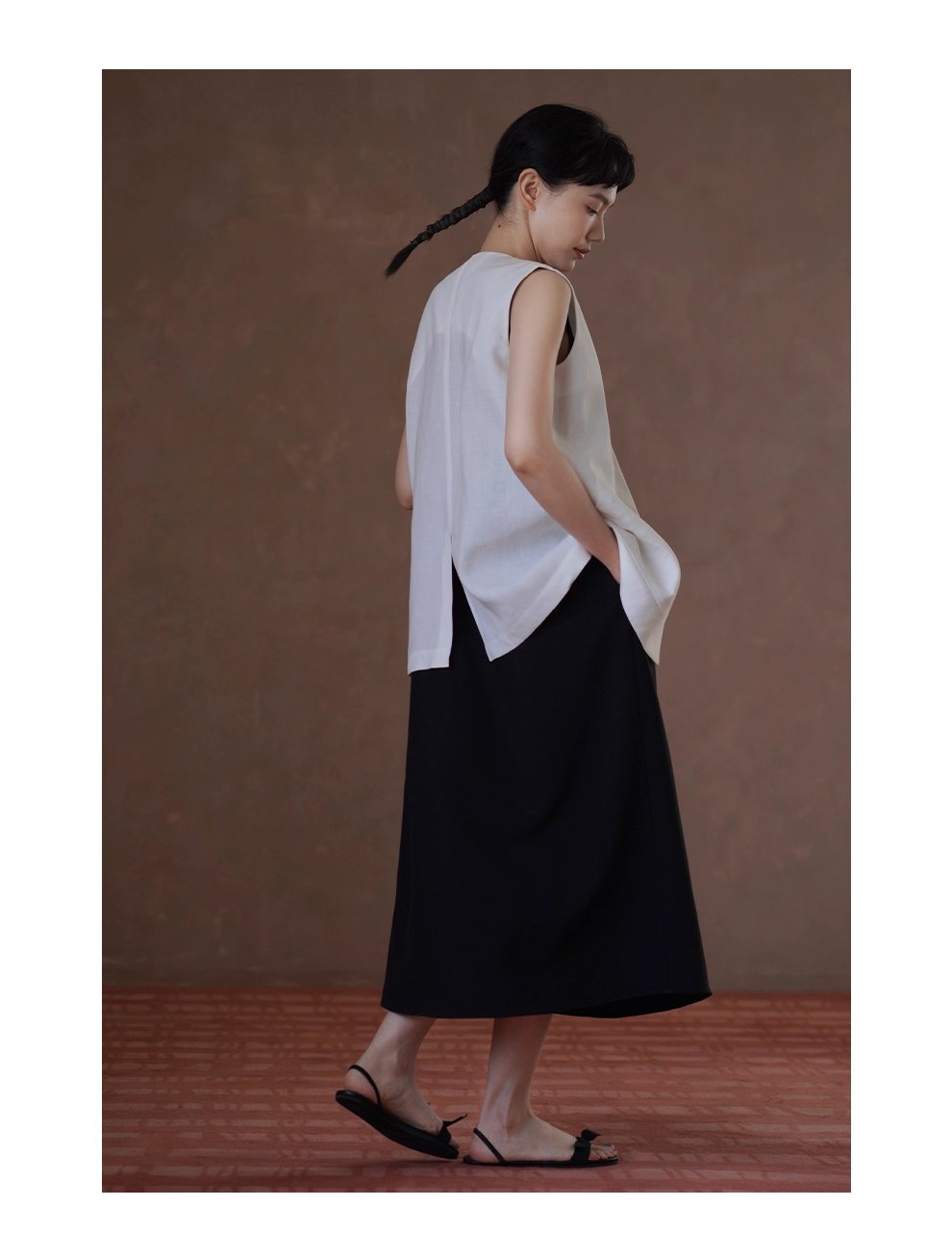 新爵會議不對稱扭褶肩洋裝寬鬆通勤垂墜顯瘦洋裝女