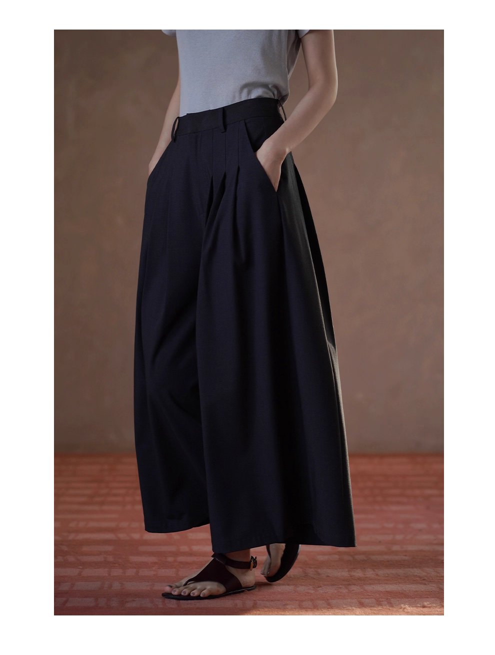 無痛顯瘦神褲綿羊毛萊賽爾混紡爽垂A字闊腿遮肉通勤長褲