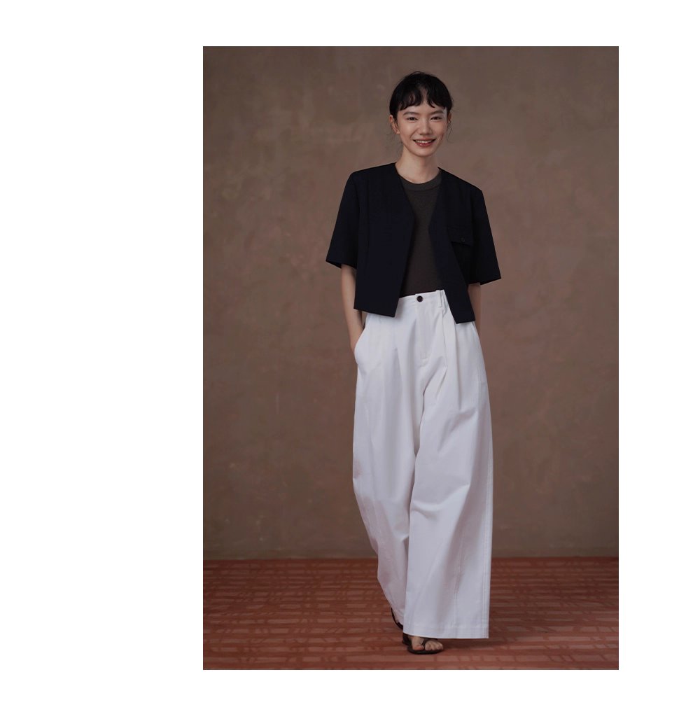 跨季節實用基礎單品分割顯瘦俐落寬鬆版型高腰寬長褲