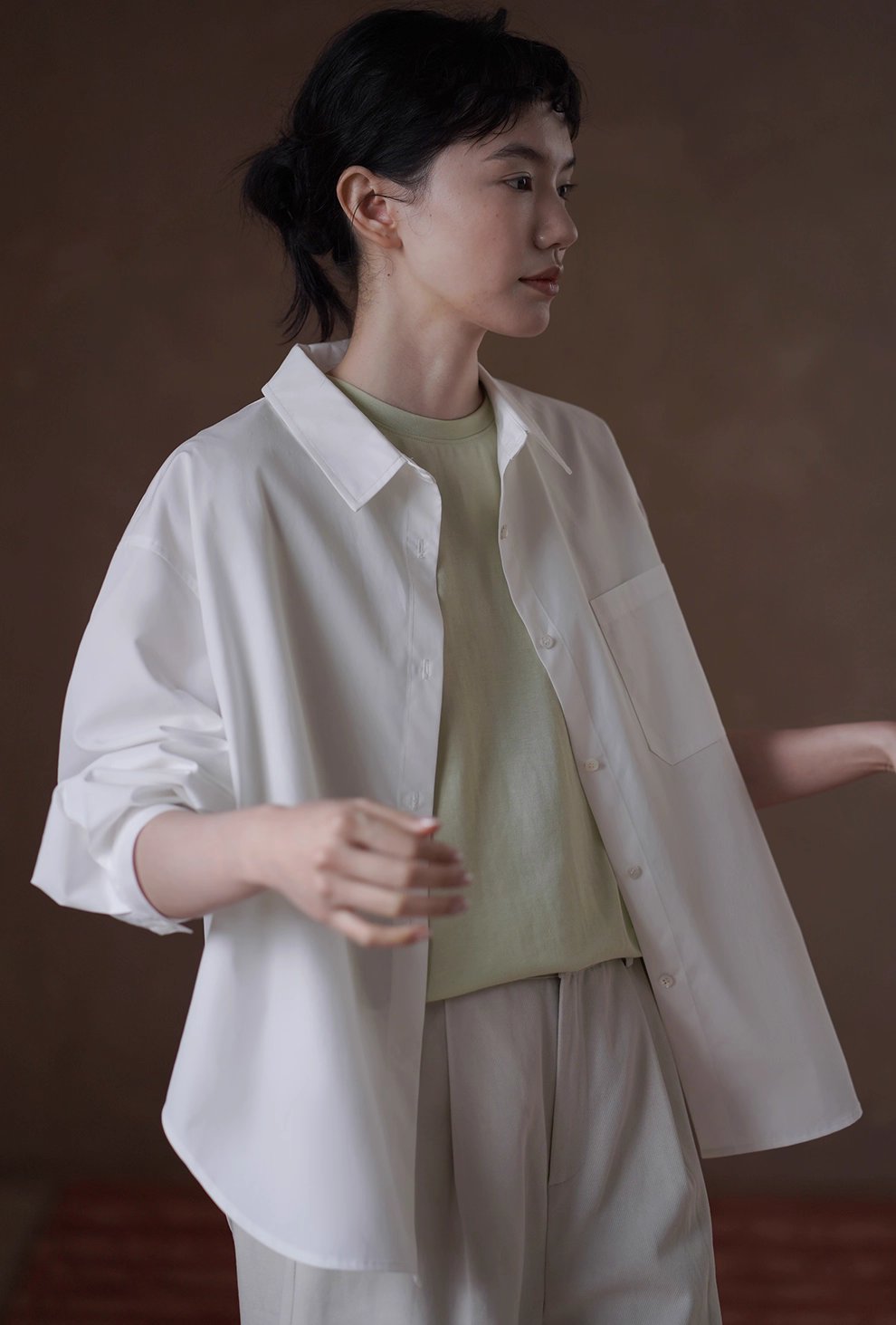 版型王者襯衫萊賽爾棉挺括寬鬆長袖通勤顯瘦翻領上衣女