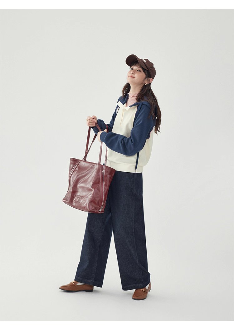 撞色插肩長袖連帽衛衣T恤女25秋季新款減齡上衣