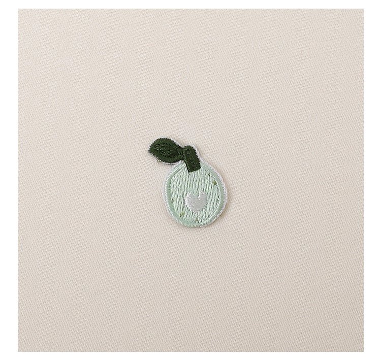 撞色插肩長袖側開叉T恤女秋季新款減齡刺繡上衣