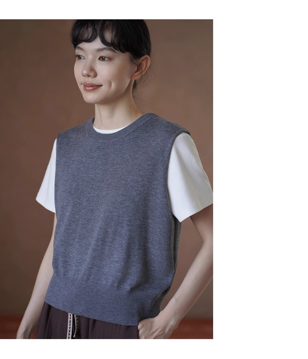 秋冬不可或缺時髦老錢圓領羊毛混紡百搭針織背心女