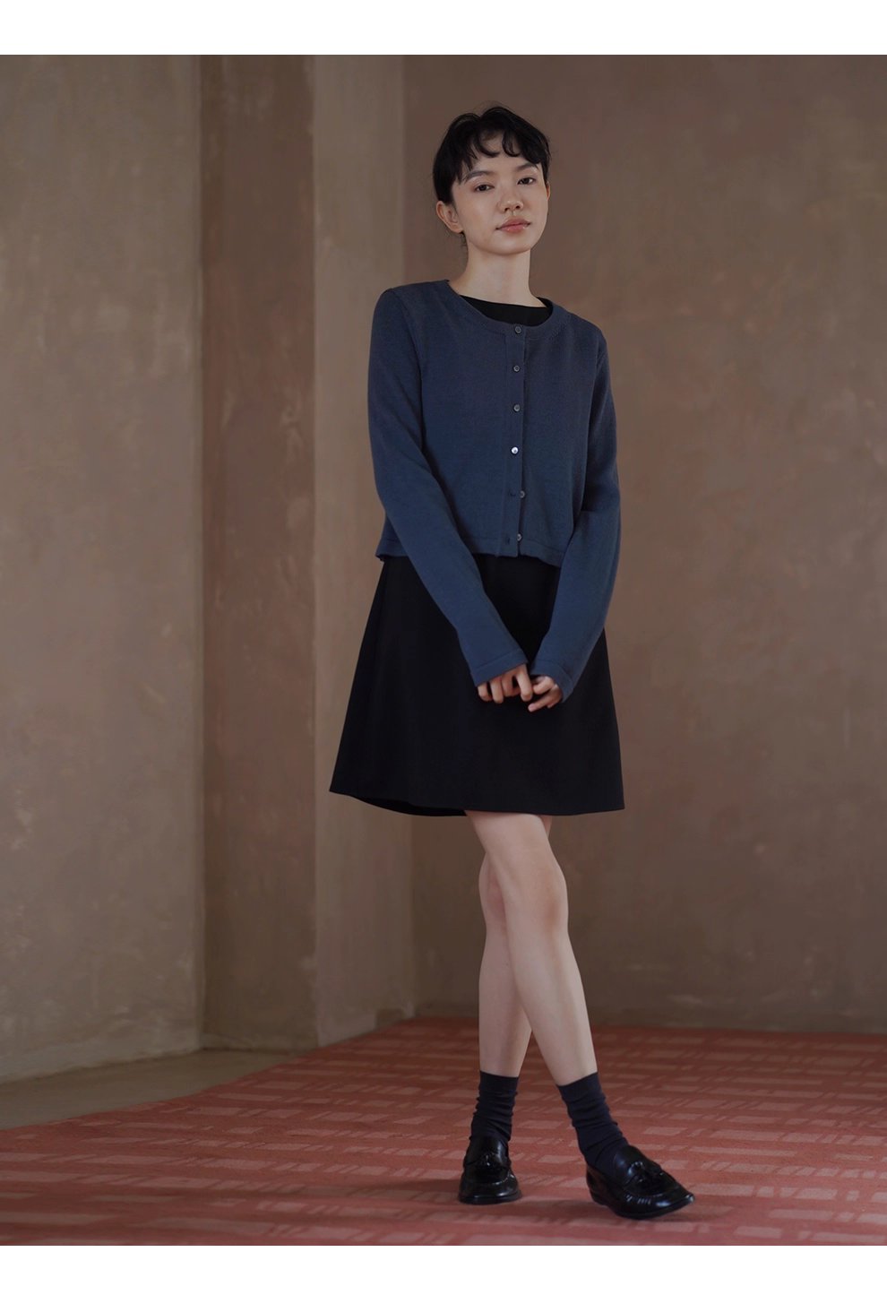 輕盈玲瓏百搭圓領短外套顯瘦正肩棉感針織通勤開襟衫女