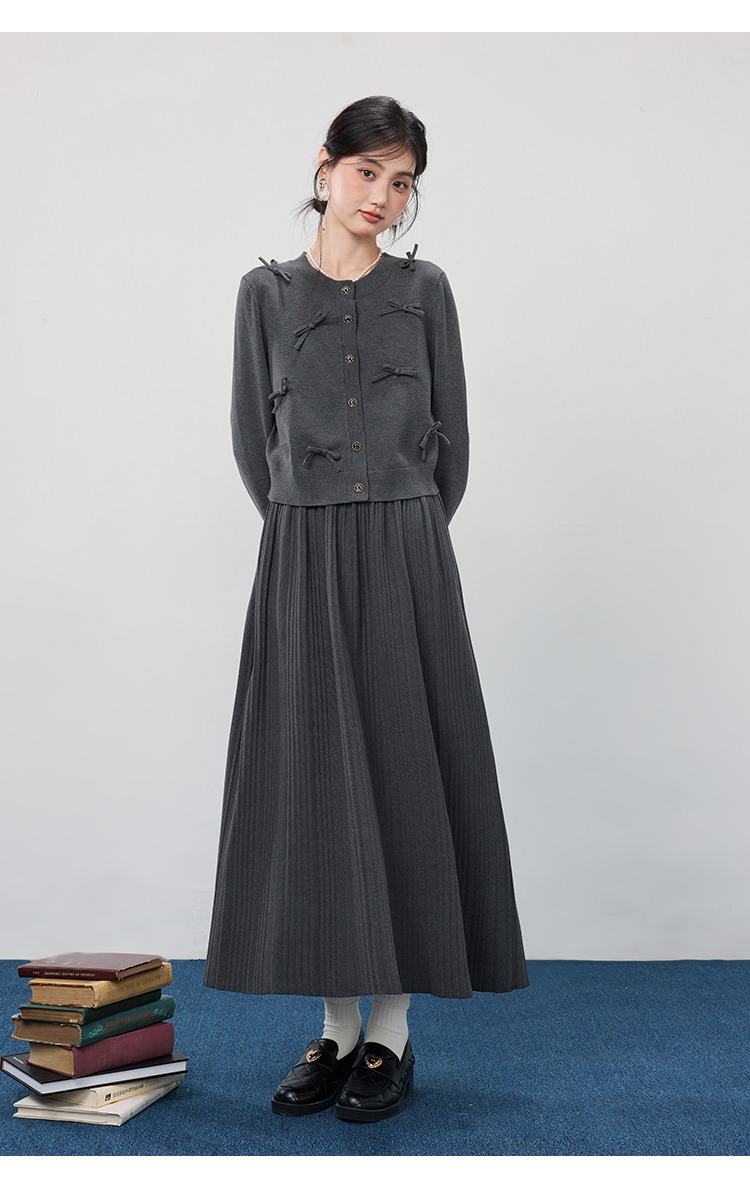 中大尺碼胖mm長裙針織開襟衫外套套裝2025穿搭洋裝兩件套裝