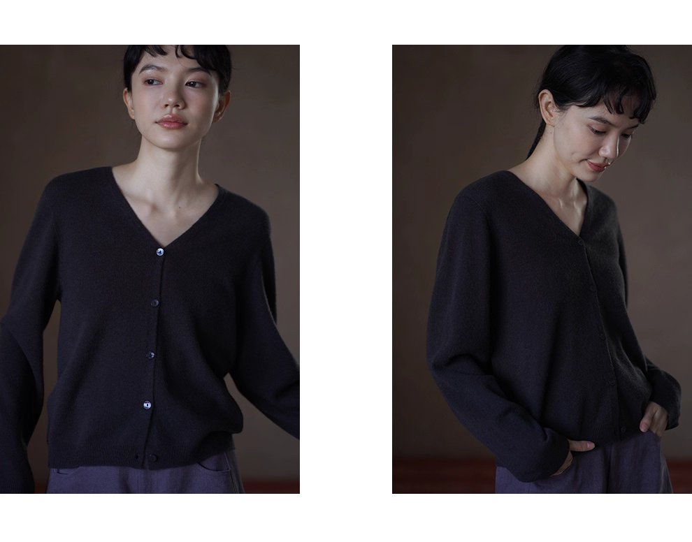 內外兼修蓬鬆軟糯100綿羊毛寬鬆V領顯瘦針織通勤外套女