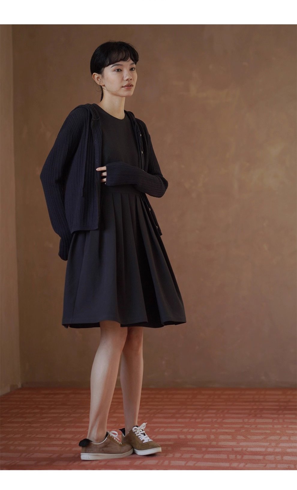 48支超細美利奴羊毛混紡顯瘦坑條織法寬鬆連帽針織開襟衫