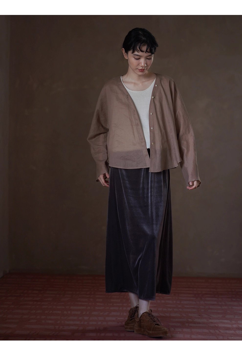 高密度植絨工藝豐滿絨感低調光澤絲絨裙高腰顯瘦半身裙