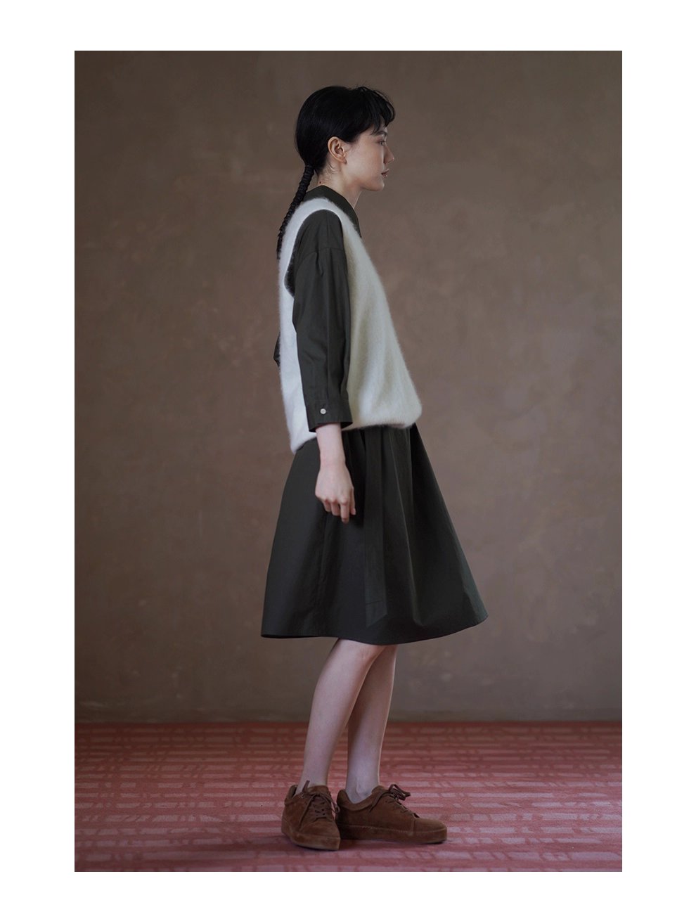 都會松柏水洗柔軟100棉隨性通勤寬鬆顯瘦腰帶襯衫洋裝