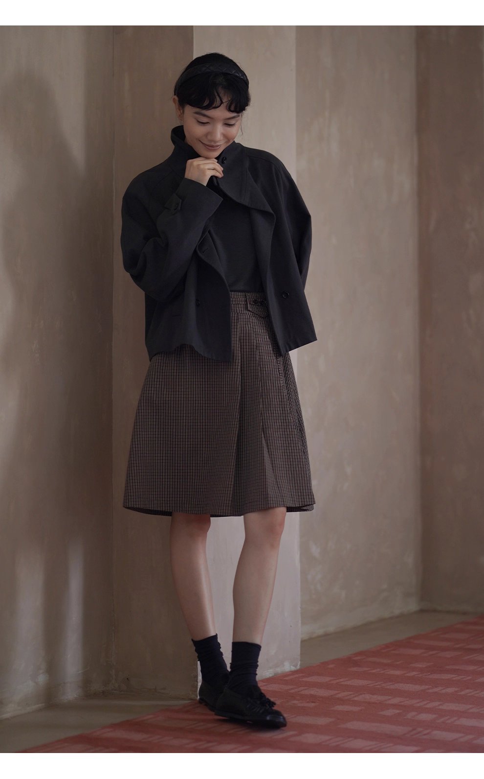 波士頓橋風衣挺括萊賽爾棉氣質立領剪裁寬鬆顯瘦外套女