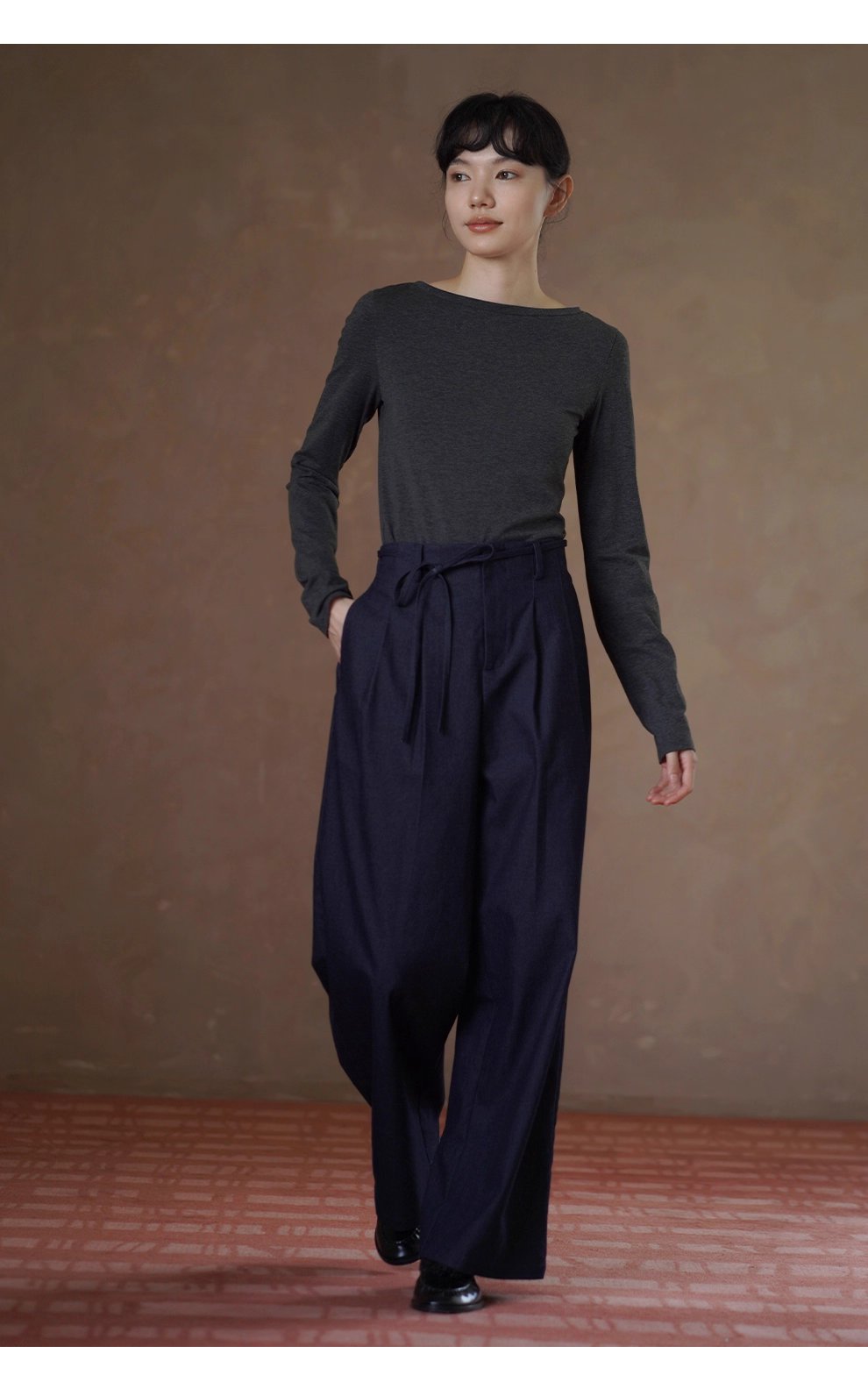 基礎時髦法則不挑人顯瘦版型遮肉寬鬆闊腿高腰牛仔長褲