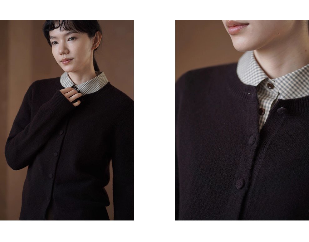 檀香肉桂咖山羊絨羊毛混紡柔軟保暖針織開襟衫通勤外套女