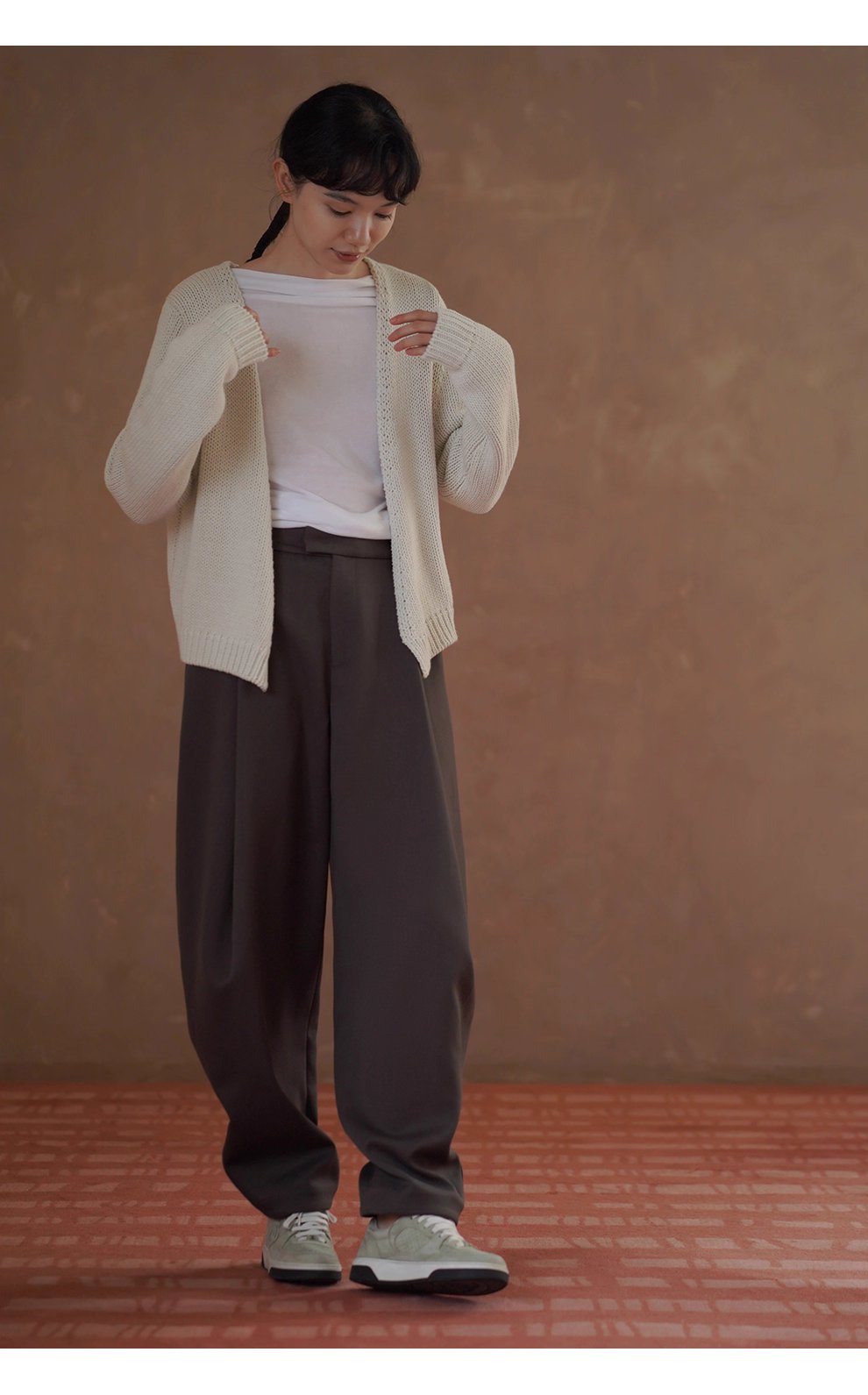 柔軟重工100棉粗棒針編織少女外套慵懶v領顯瘦毛衣開襟衫