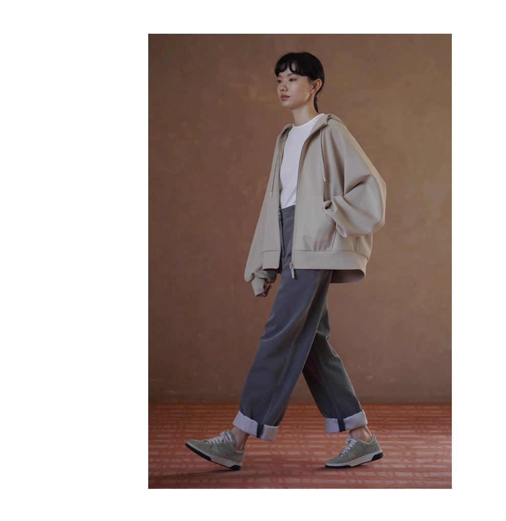 細節控柔軟起司衛衣休閒寬鬆暗格肌理棉感顯瘦連帽外套