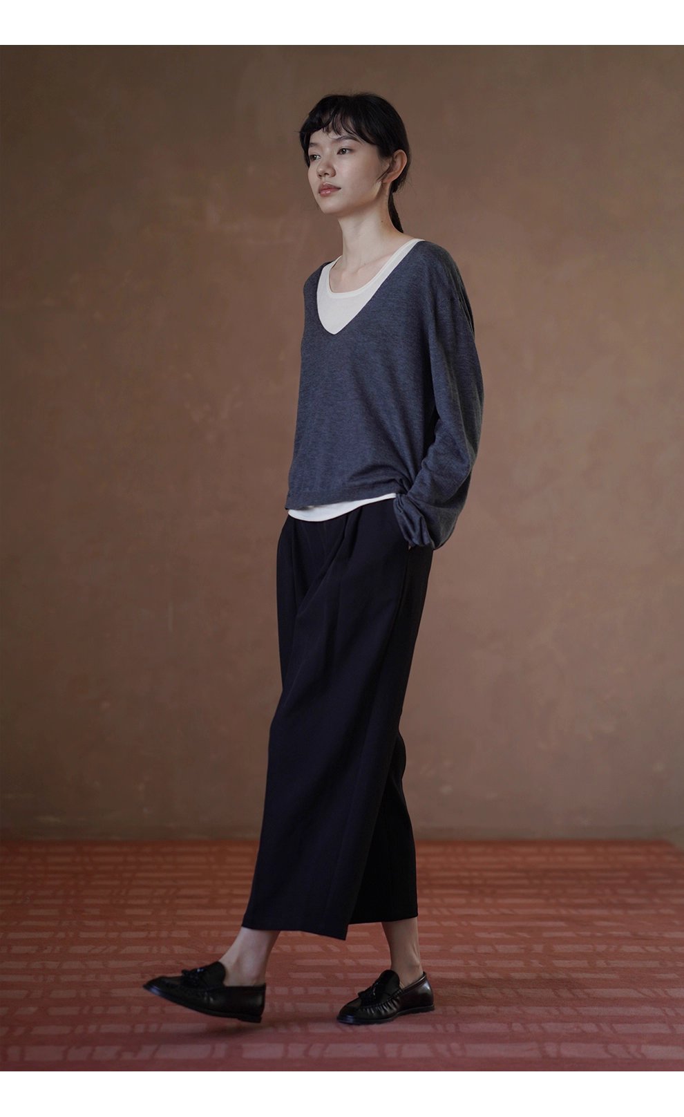 紳士通勤西裝褲俐落剪裁簡約法式高腰顯瘦錐形九分褲女