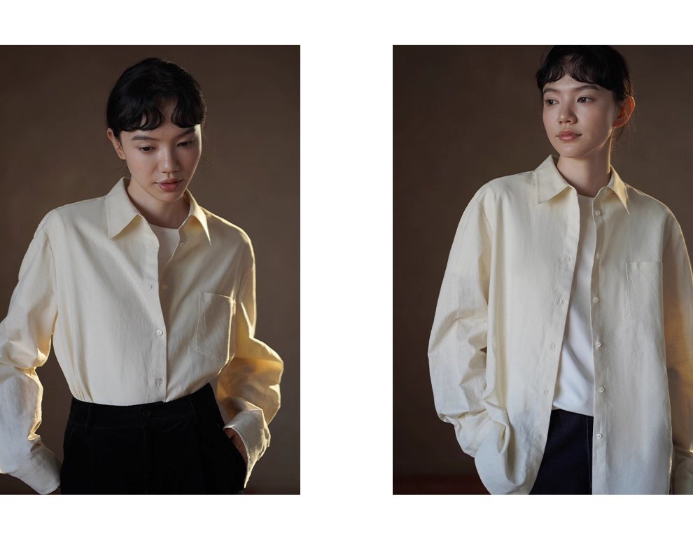 清香檸檬舒適棉麻混紡長袖疊穿寬鬆襯衫顯瘦通勤上衣女