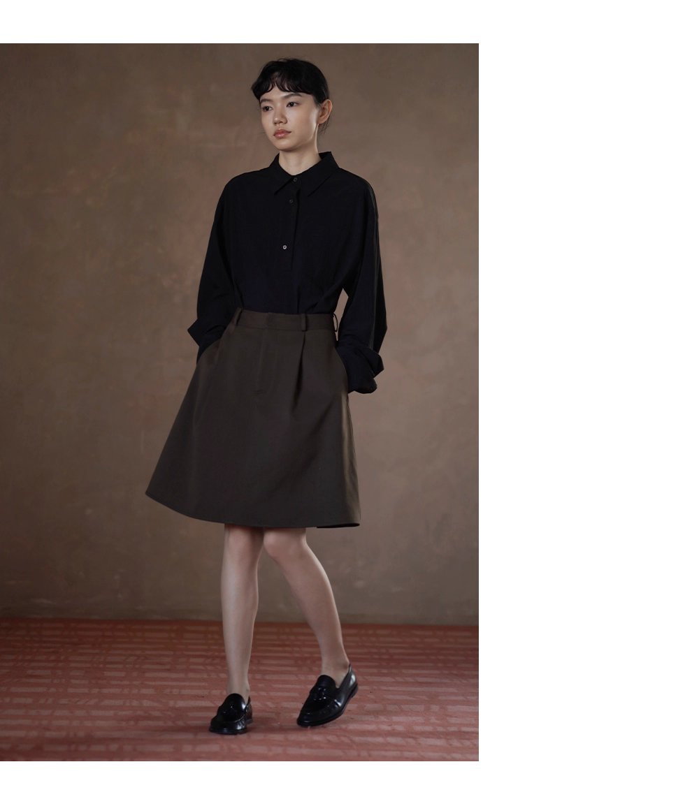 俐落剪裁綿羊毛混紡挺括西裝布料高腰A字顯瘦高腰半身裙