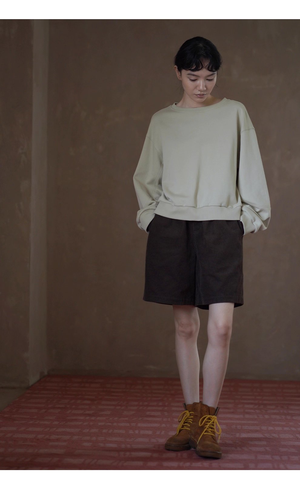 青芒椰椰衛衣寬鬆落肩長袖圓領顯瘦軟糯棉感休閒上衣女