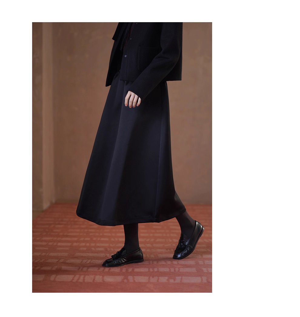 羅馬假日流光緞面貴氣高腰顯瘦遮肉蓬蓬A字通勤半身裙女