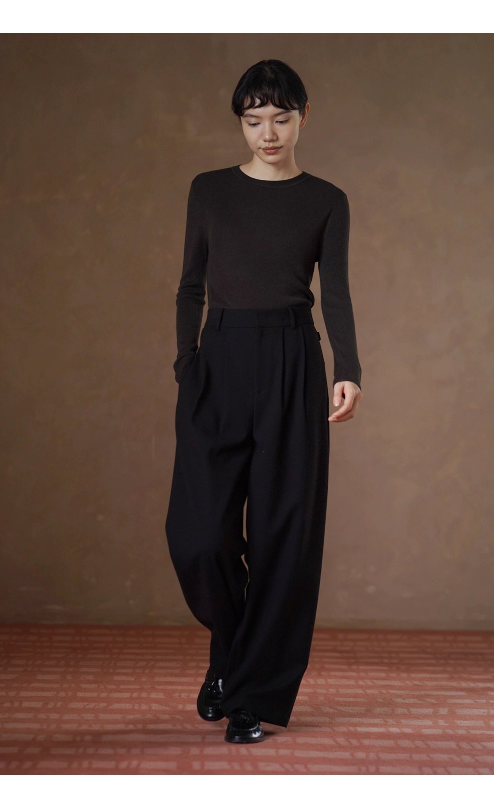 長腿基因側邊雙腰袢設計高腰顯瘦品質通勤寬鬆直筒長褲