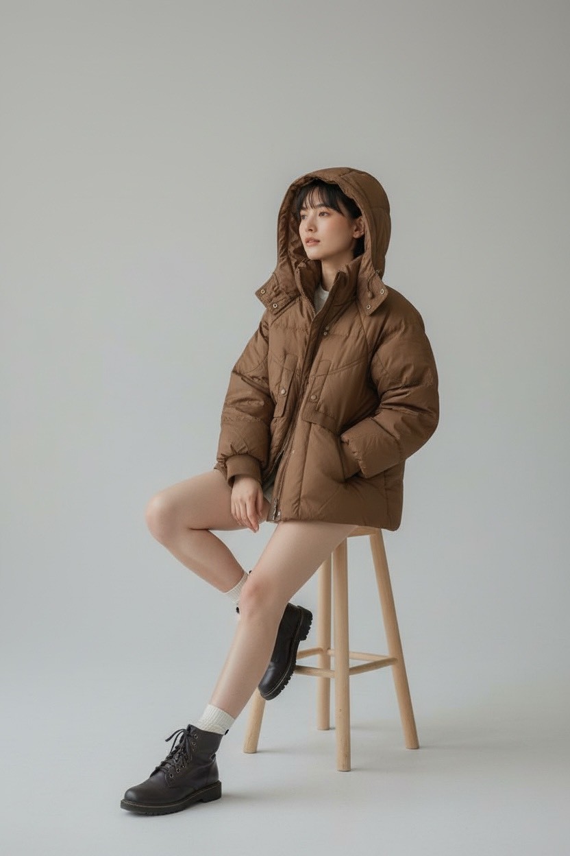 流心巧克力自留款羽絨外套蓬鬆短款美拉德連帽外套