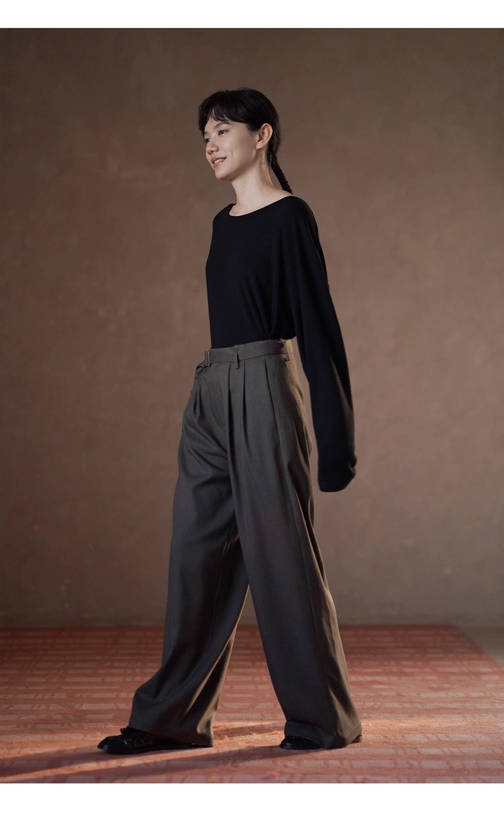 質感鬆弛通勤單品羊毛混紡西裝長褲高腰寬鬆顯瘦腿褲