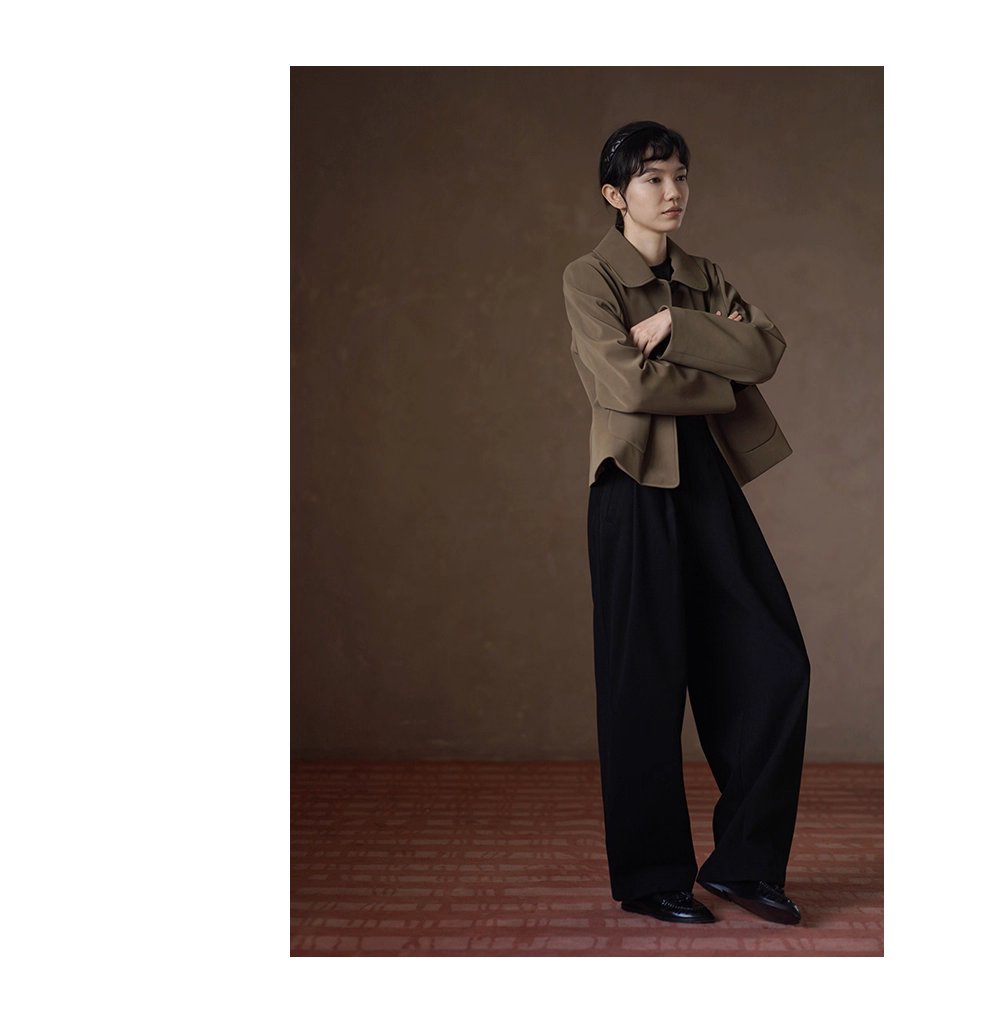 低調霧面紗卡品質長褲可調式褲袢高腰寬鬆顯瘦直筒褲女