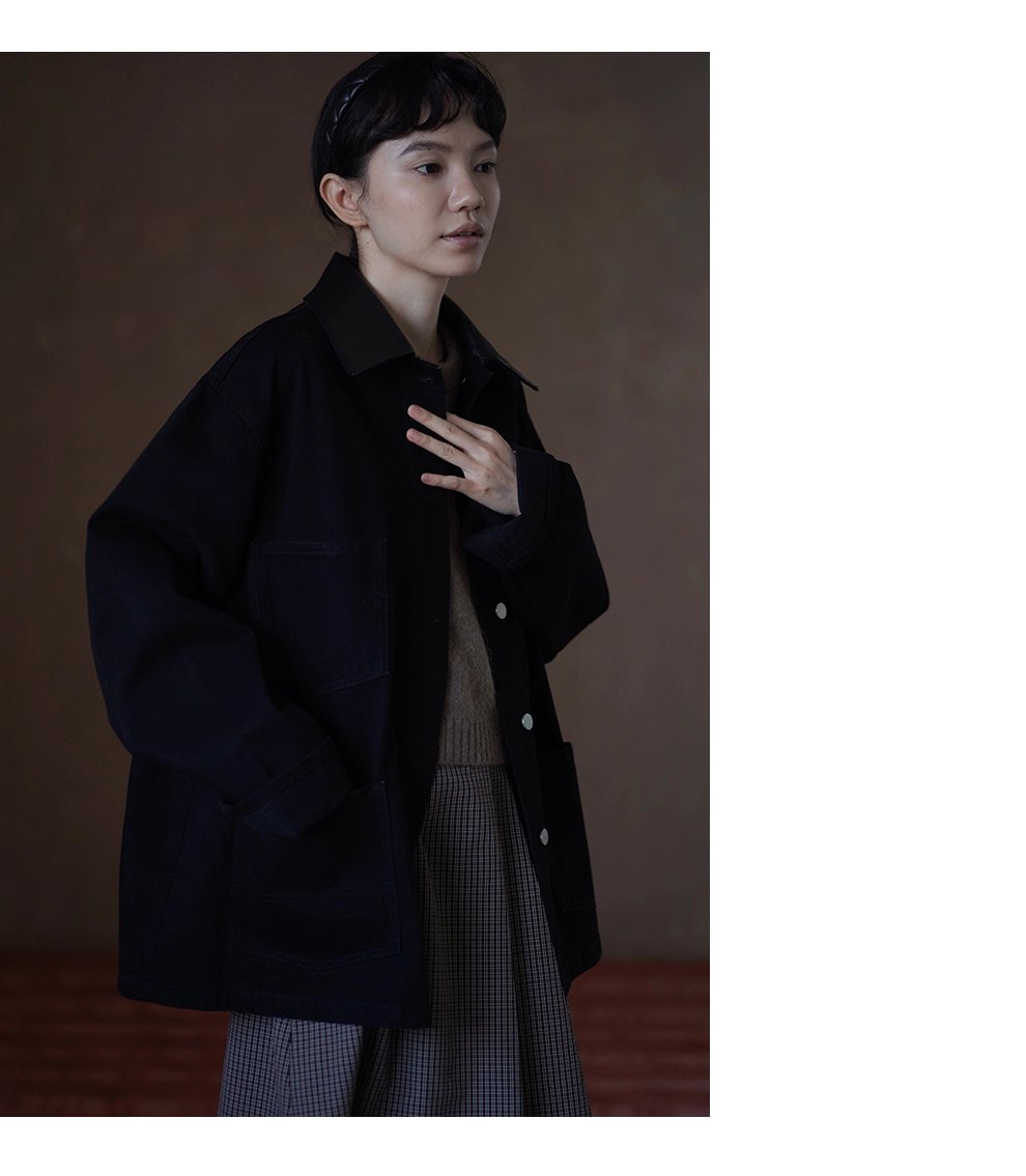 小眾拼接皮領100棉挺括水洗牛仔服一手長顯瘦寬鬆外套女