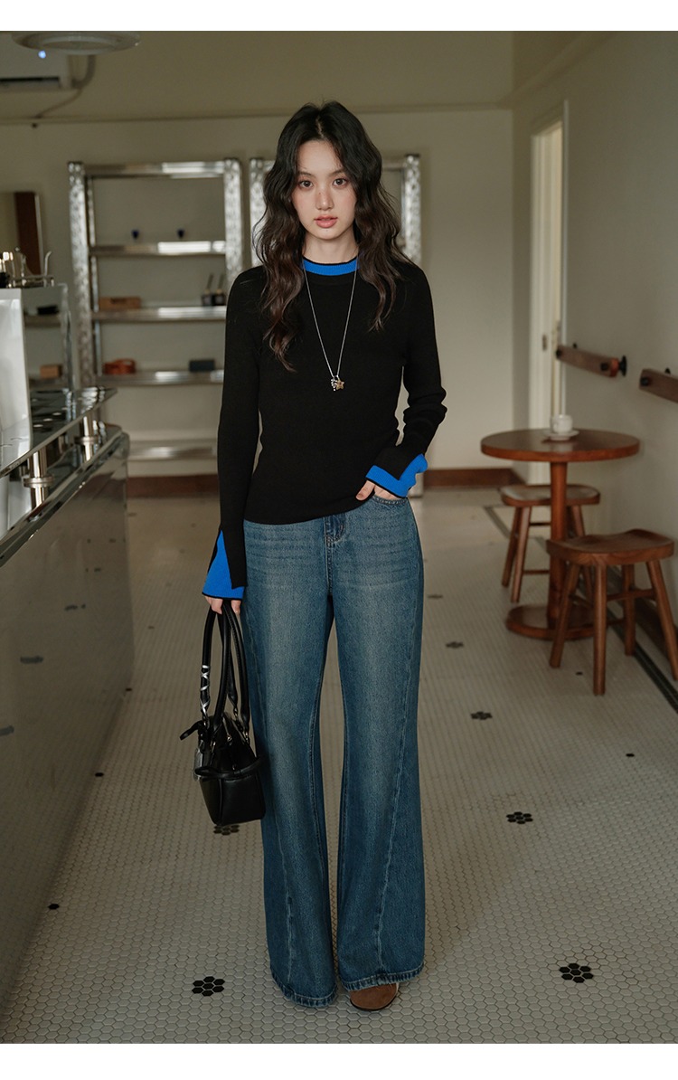 中大尺碼新款長袖撞色秀啂針織衫打底衫,中大尺碼新款長袖撞色秀啂針織衫打底衫,HBEW1951,中大尺碼新款長袖撞色秀啂針織衫打底衫,質感單品,撞色袖口