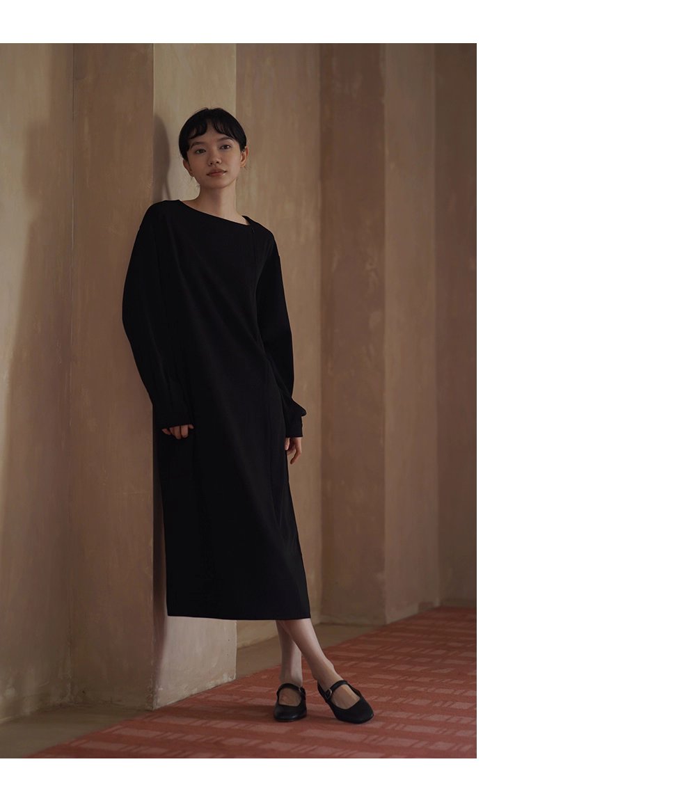 簡約乾淨線條拉鍊不規則門襟設計通勤寬鬆顯瘦洋裝女