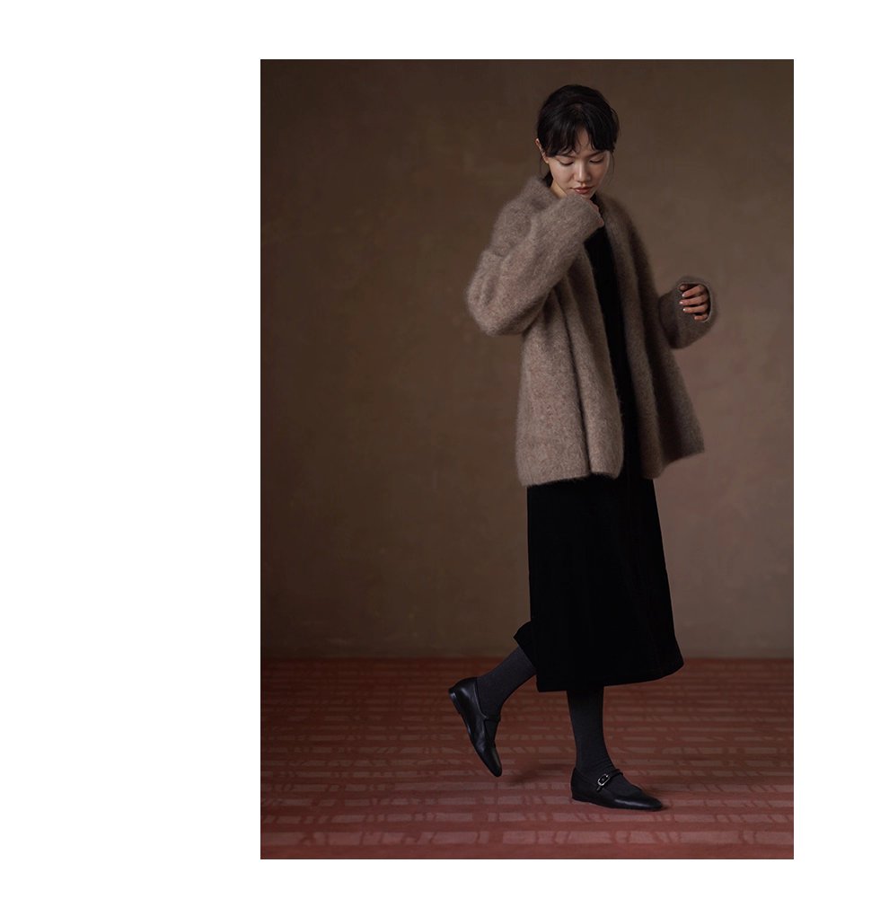 略施粉黛優雅宴會高克重品質絲絨繫帶不對稱領洋裝女