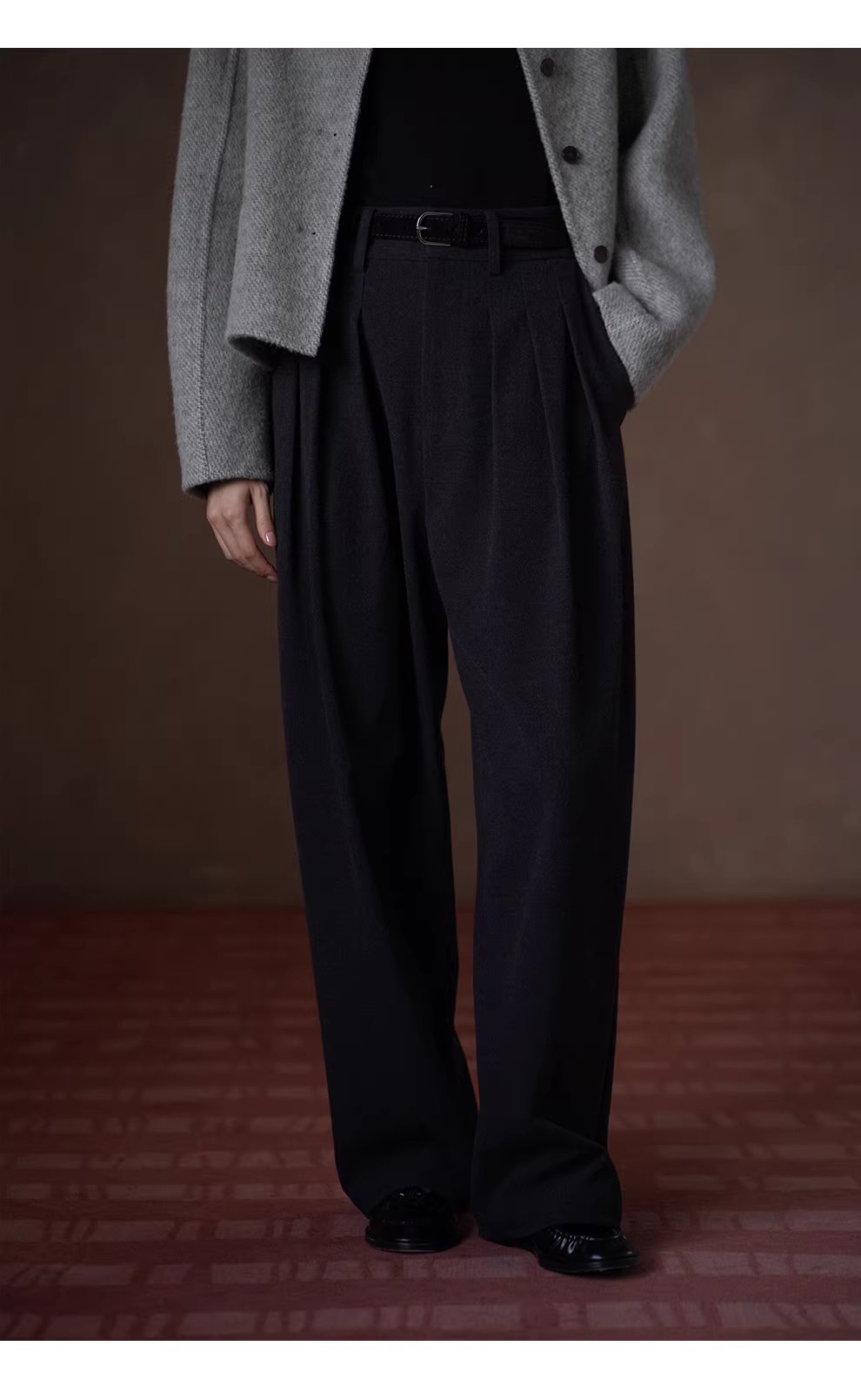 通勤協議毛感呢料寬鬆西裝褲高腰顯瘦直筒不挑人長褲女,通勤協議毛感呢料寬鬆西裝褲高腰顯瘦直筒不挑人長褲女,HBEW3046,通勤協議毛感呢料寬鬆西裝褲高腰顯瘦直筒不挑人長褲女,高腰壓摺,毛呢面料