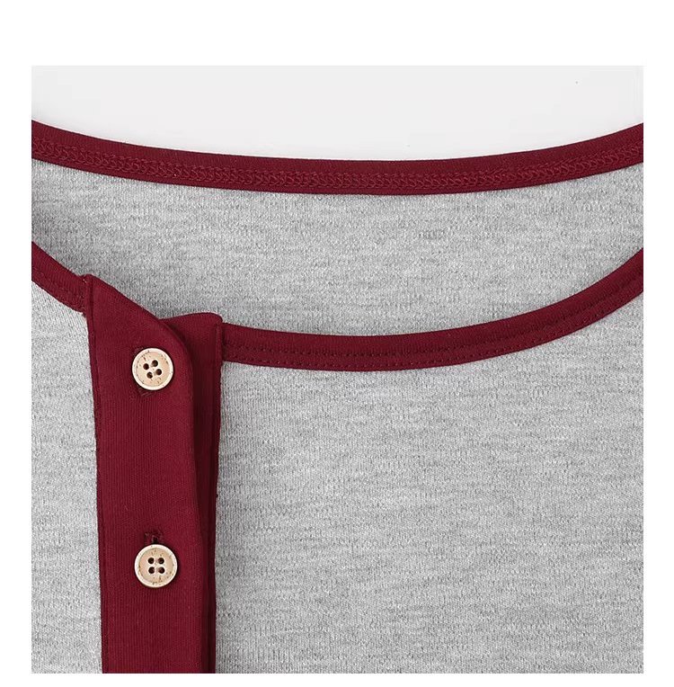 撞色斜領內搭長袖T恤女25冬季新款簡約寬鬆上衣,撞色斜領內搭長袖T恤女25冬季新款簡約寬鬆上衣,HBEW1145,撞色斜領內搭長袖T恤女25冬季新款簡約寬鬆上衣,側排扣,舒適面料