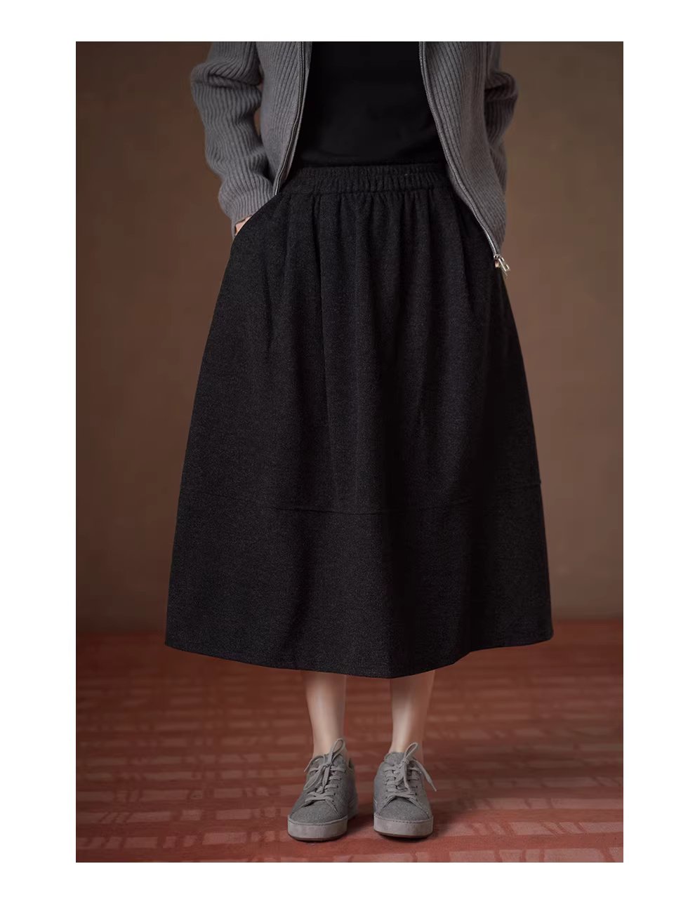 暖冬日常加厚呢料黃金分割剪裁鬆緊高腰顯瘦A字半身裙女,暖冬日常加厚呢料黃金分割剪裁鬆緊高腰顯瘦A字半身裙女,HBEW2033,暖冬日常加厚呢料黃金分割剪裁鬆緊高腰顯瘦A字半身裙女,高腰腿長,毛呢面料