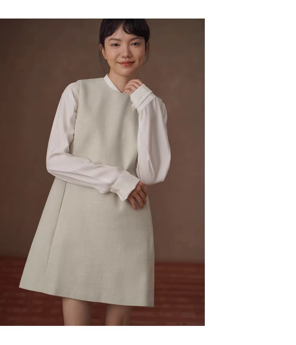 簡約且獨特編織小香肌理圓領直筒顯瘦疊穿背心洋裝女,簡約且獨特編織小香肌理圓領直筒顯瘦疊穿背心洋裝女,HBFS7005,簡約且獨特編織小香肌理圓領直筒顯瘦疊穿背心洋裝女,直筒修身,百搭實穿