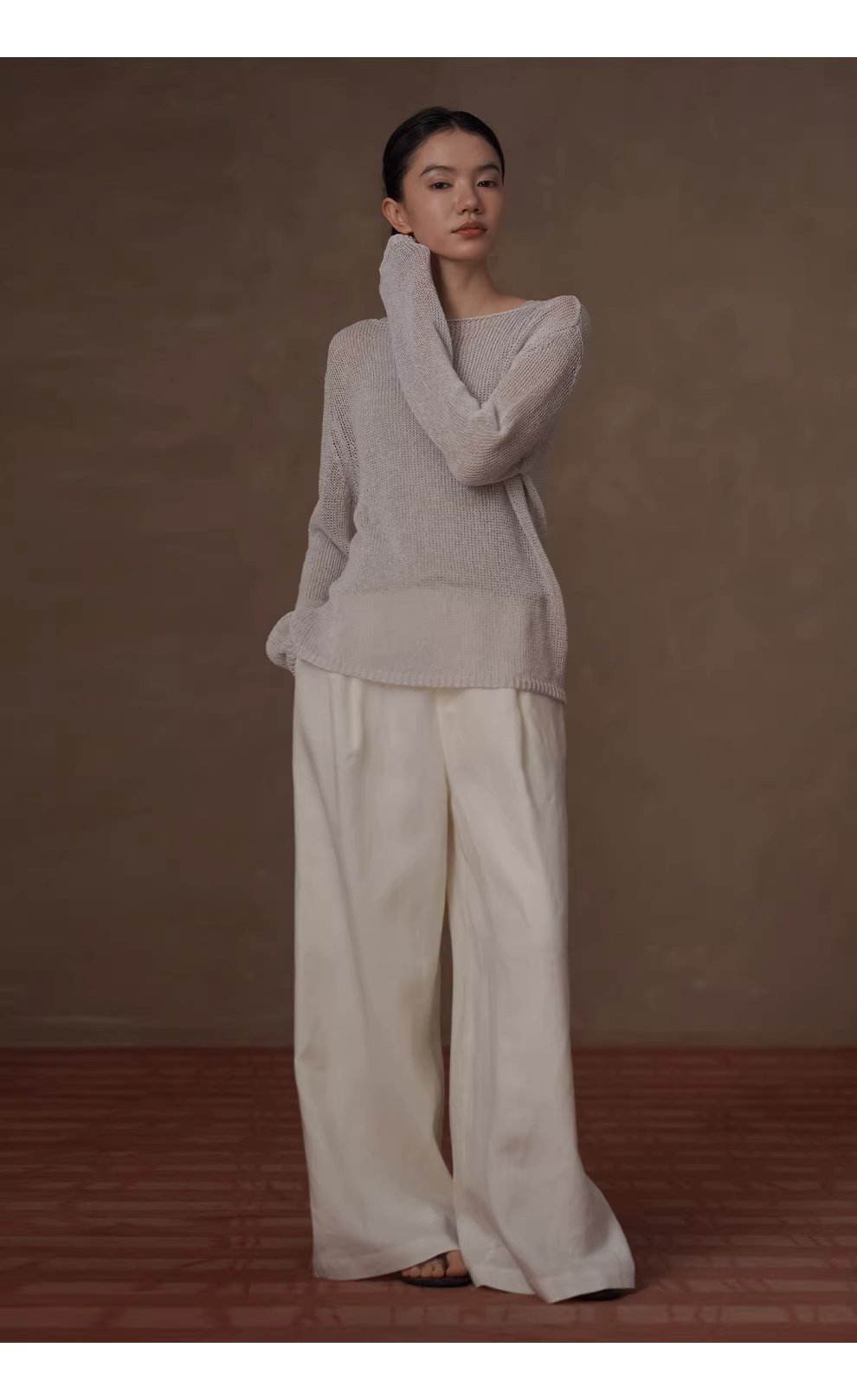 朦朧水霧進口及紙紗透氣針織紙片人寬鬆顯瘦一字領罩衫,朦朧水霧進口及紙紗透氣針織紙片人寬鬆顯瘦一字領罩衫,HBFS1014,朦朧水霧進口及紙紗透氣針織紙片人寬鬆顯瘦一字領罩衫,舒適透氣,寬鬆顯瘦