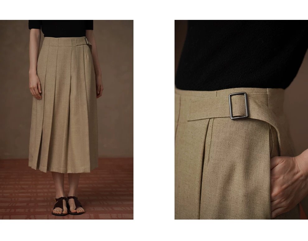 春意濃A字高腰半身裙高支高密挺括立體壓褶顯瘦學院裙,春意濃A字高腰半身裙高支高密挺括立體壓褶顯瘦學院裙,HBFS2007,春意濃A字高腰半身裙高支高密挺括立體壓褶顯瘦學院裙,抗皺耐磨,雅麻紋理