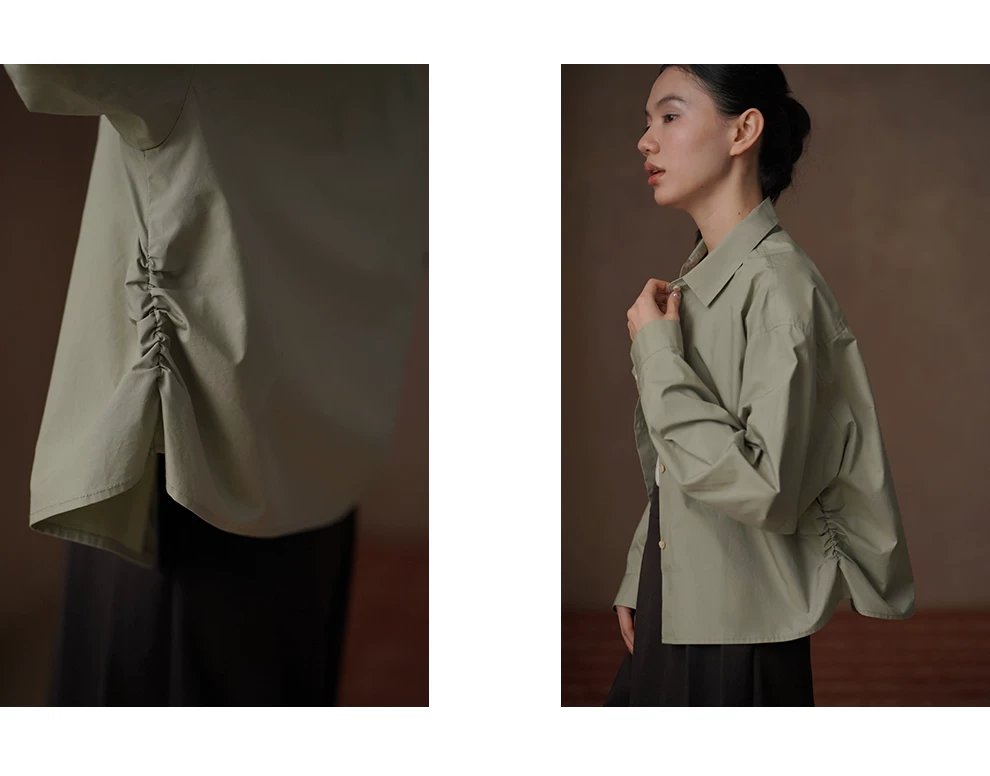 柔軟水洗100棉簡約寬鬆顯瘦抽褶收腰設計翻領通勤襯衫女,柔軟水洗100棉簡約寬鬆顯瘦抽褶收腰設計翻領通勤襯衫女,HBFS1032,柔軟水洗100棉簡約寬鬆顯瘦抽褶收腰設計翻領通勤襯衫女,透氣柔軟,抽褶立體
