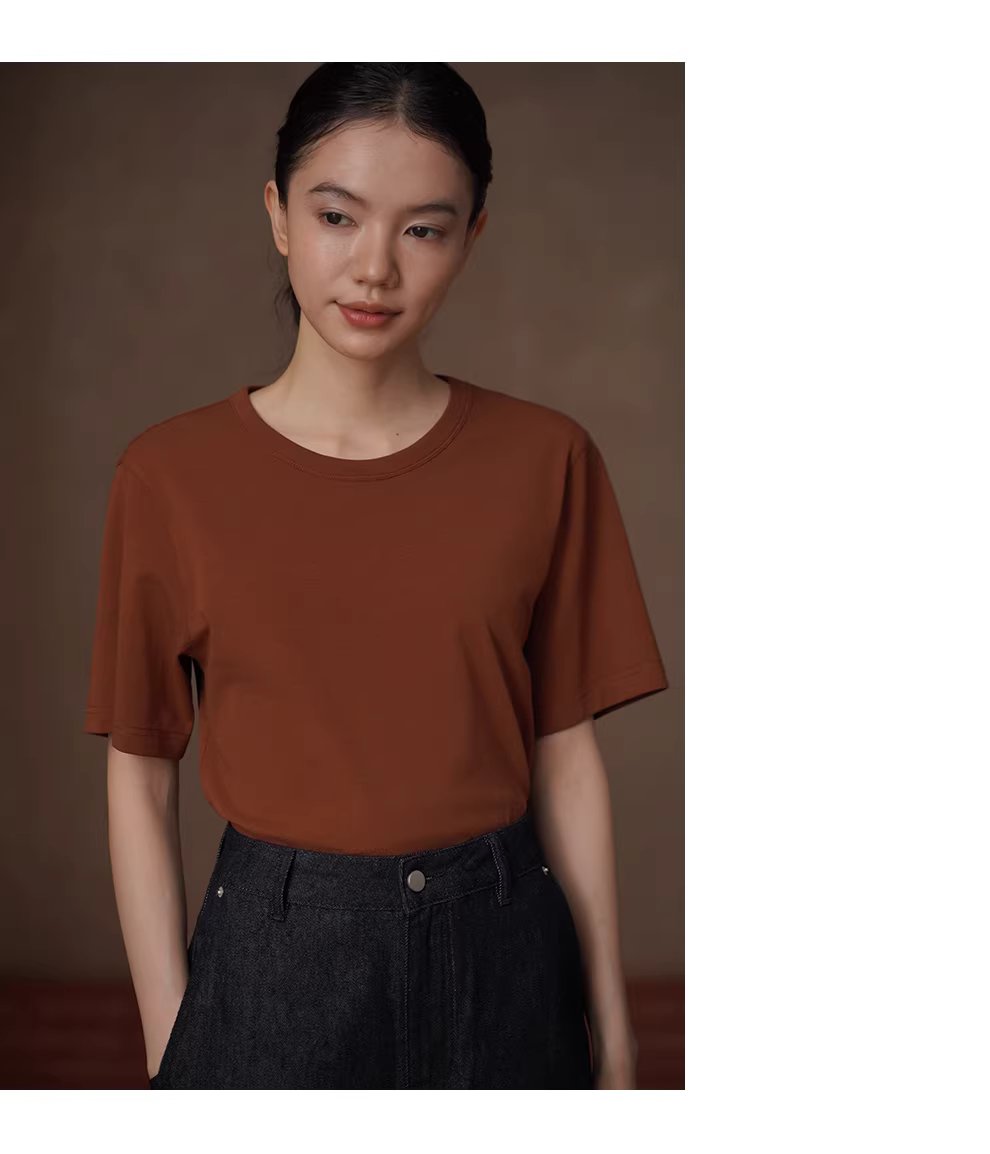 點亮沉悶顯白濾鏡簡約基本款圓領軟糯親膚彈性短袖T恤女,點亮沉悶顯白濾鏡簡約基本款圓領軟糯親膚彈性短袖T恤女,HBFS1038,點亮沉悶顯白濾鏡簡約基本款圓領軟糯親膚彈性短袖T恤女,顯白百搭,暖棕復古
