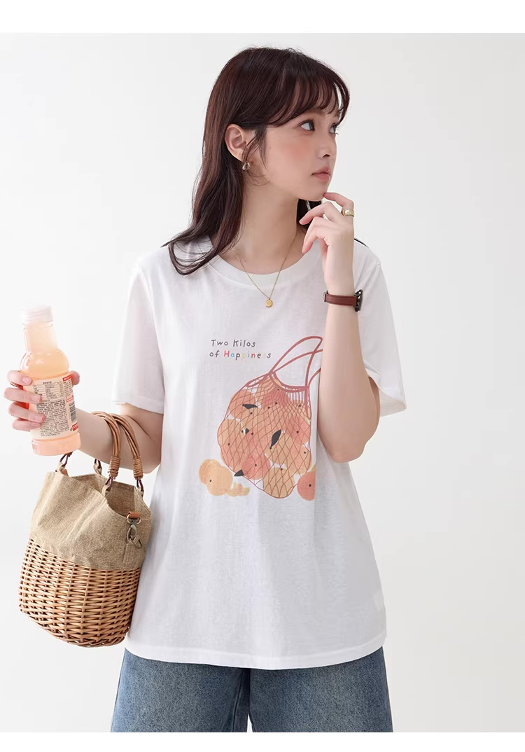 時尚塗鴉印花白色短袖T恤女夏新款寬鬆顯瘦圓領上衣,時尚塗鴉印花白色短袖T恤女夏新款寬鬆顯瘦圓領上衣,HBFS1083,時尚塗鴉印花白色短袖T恤女夏新款寬鬆顯瘦圓領上衣,童趣印花,百搭實穿