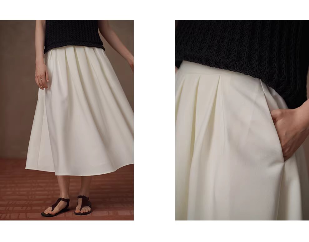 優雅小白花立體廓形顯瘦壓褶高腰蓬蓬通勤輕盈半身裙女,優雅小白花立體廓形顯瘦壓褶高腰蓬蓬通勤輕盈半身裙女,HBFS2015,優雅小白花立體廓形顯瘦壓褶高腰蓬蓬通勤輕盈半身裙女,舒適彈性,空氣感裙擺