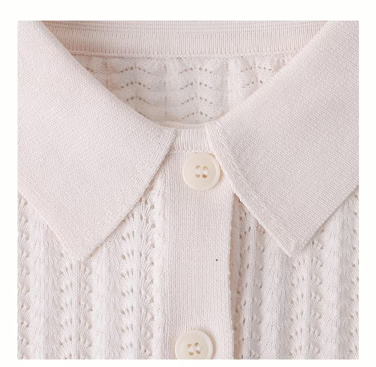 溫柔純色polo領鏤空針織衫女26夏季新款透氣短袖上衣,溫柔純色polo領鏤空針織衫女26夏季新款透氣短袖上衣,HBFS1090,溫柔純色polo領鏤空針織衫女26夏季新款透氣短袖上衣,半開翻領,簍空提花