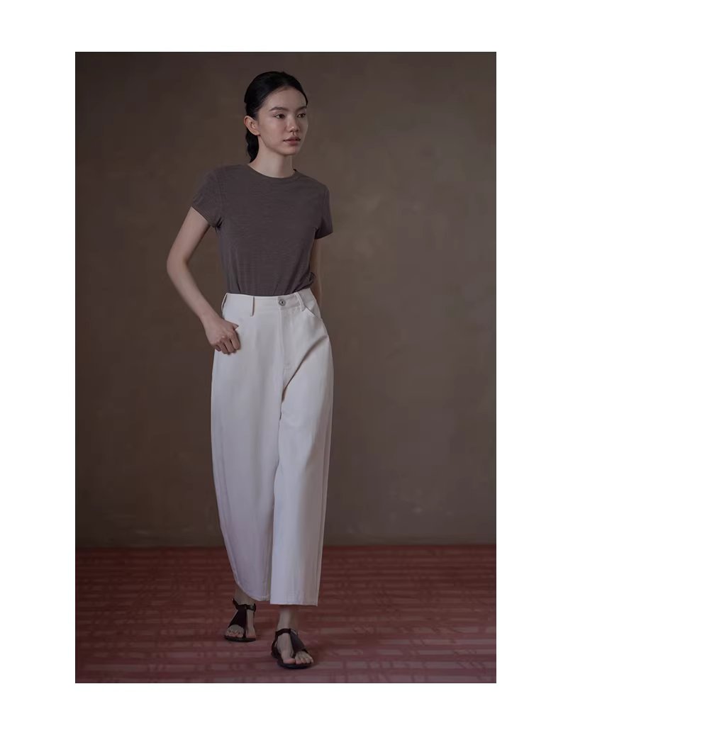 回暖春日高支棉麻混紡斜紋肌理高腰直筒顯瘦八分褲子女,回暖春日高支棉麻混紡斜紋肌理高腰直筒顯瘦八分褲子女,HBFS3023,回暖春日高支棉麻混紡斜紋肌理高腰直筒顯瘦八分褲子女,柔軟挺版,直筒修身