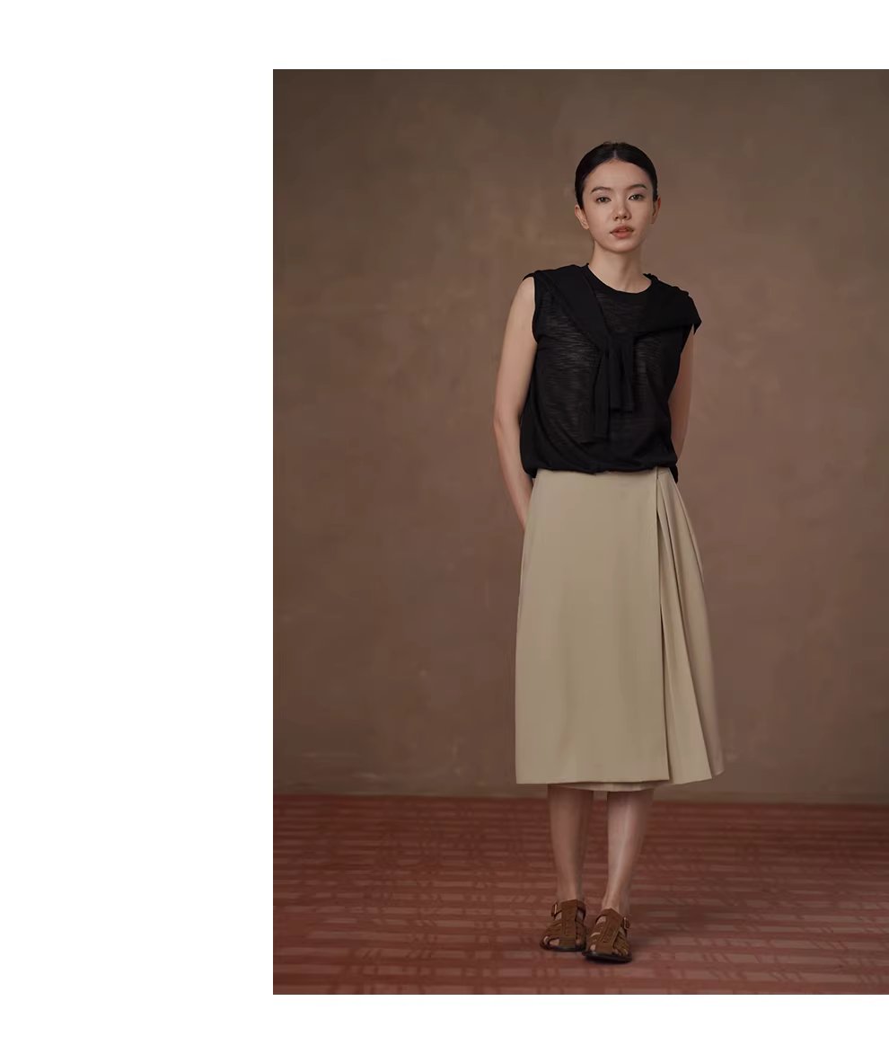 姐法式通勤一片圍裹式寬鬆直筒高腰不對稱壓褶顯瘦半身裙,姐法式通勤一片圍裹式寬鬆直筒高腰不對稱壓褶顯瘦半身裙,HBFS2018,姐法式通勤一片圍裹式寬鬆直筒高腰不對稱壓褶顯瘦半身裙,透氣舒適,版型顯瘦