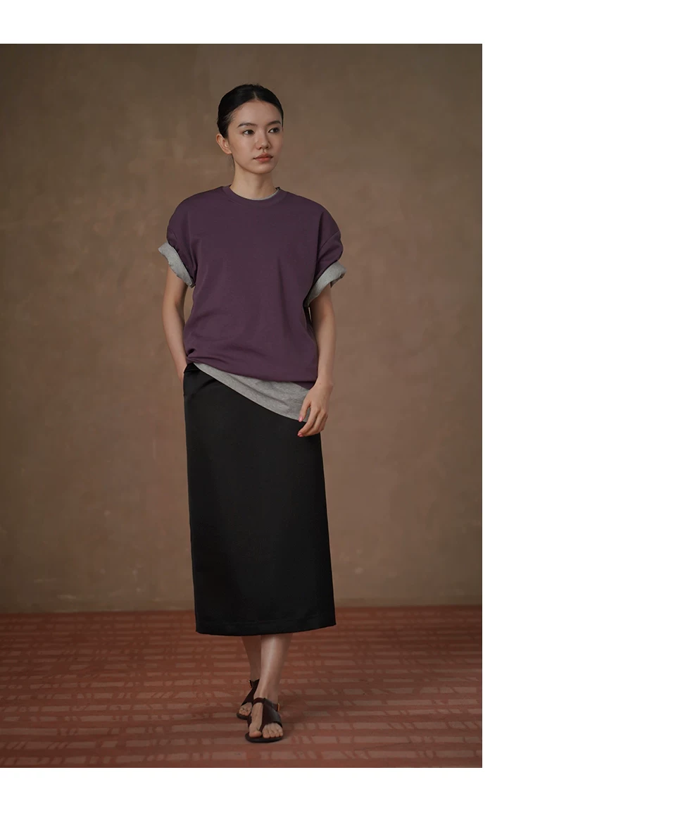 摩登高智優雅半身裙品質緞面寬翻邊高腰顯瘦通勤裙女,摩登高智優雅半身裙品質緞面寬翻邊高腰顯瘦通勤裙女,HBFS2021,摩登高智優雅半身裙品質緞面寬翻邊高腰顯瘦通勤裙女,高腰直筒,翻邊遮肉