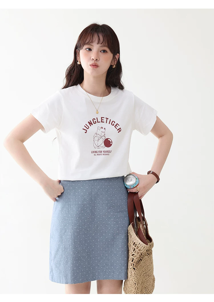 卡通印花寬鬆純棉短袖T恤女夏新款時尚百搭圓領上衣,卡通印花寬鬆純棉短袖T恤女夏新款時尚百搭圓領上衣,HBFS1114,卡通印花寬鬆純棉短袖T恤女夏新款時尚百搭圓領上衣,童趣印花,全棉面料