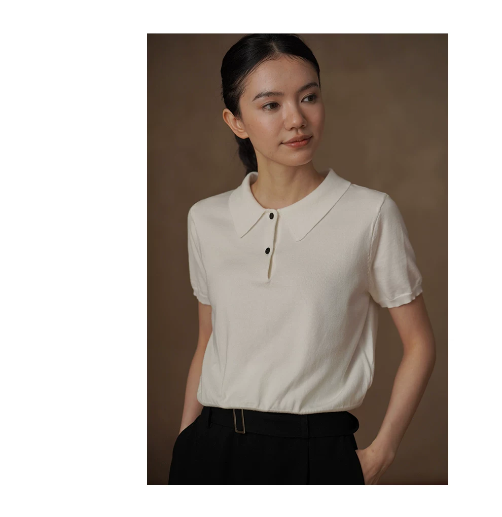 高智氛圍感復古柔軟針織百搭顯瘦撞色釦子Polo短袖上衣,高智氛圍感復古柔軟針織百搭顯瘦撞色釦子Polo短袖上衣,HBFS1125,高智氛圍感復古柔軟針織百搭顯瘦撞色釦子Polo短袖上衣,POLO領,舒適面料